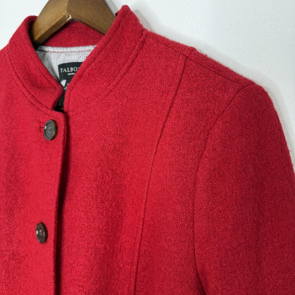 Talbots Jacket Womens 14P Red Wool Blend Knit Button Front Lined Petites Career